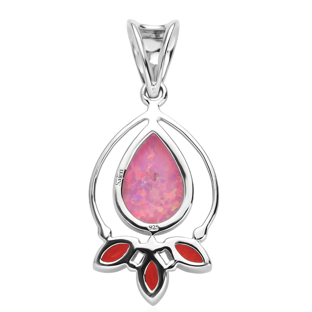 Sajen Silber-Opal Dublett, Mystischer Quarz des Regenbogenvulkans Anhänger 925 Silber rhodiniert ca. 4.20 ct
