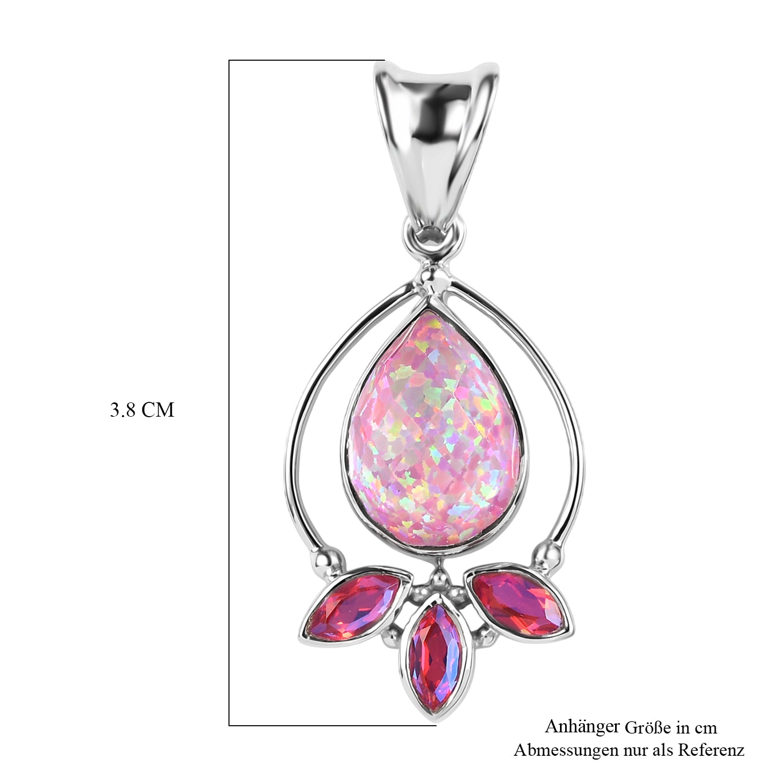 Sajen Silber-Opal Dublett, Mystischer Quarz des Regenbogenvulkans Anhänger 925 Silber rhodiniert ca. 4.20 ct