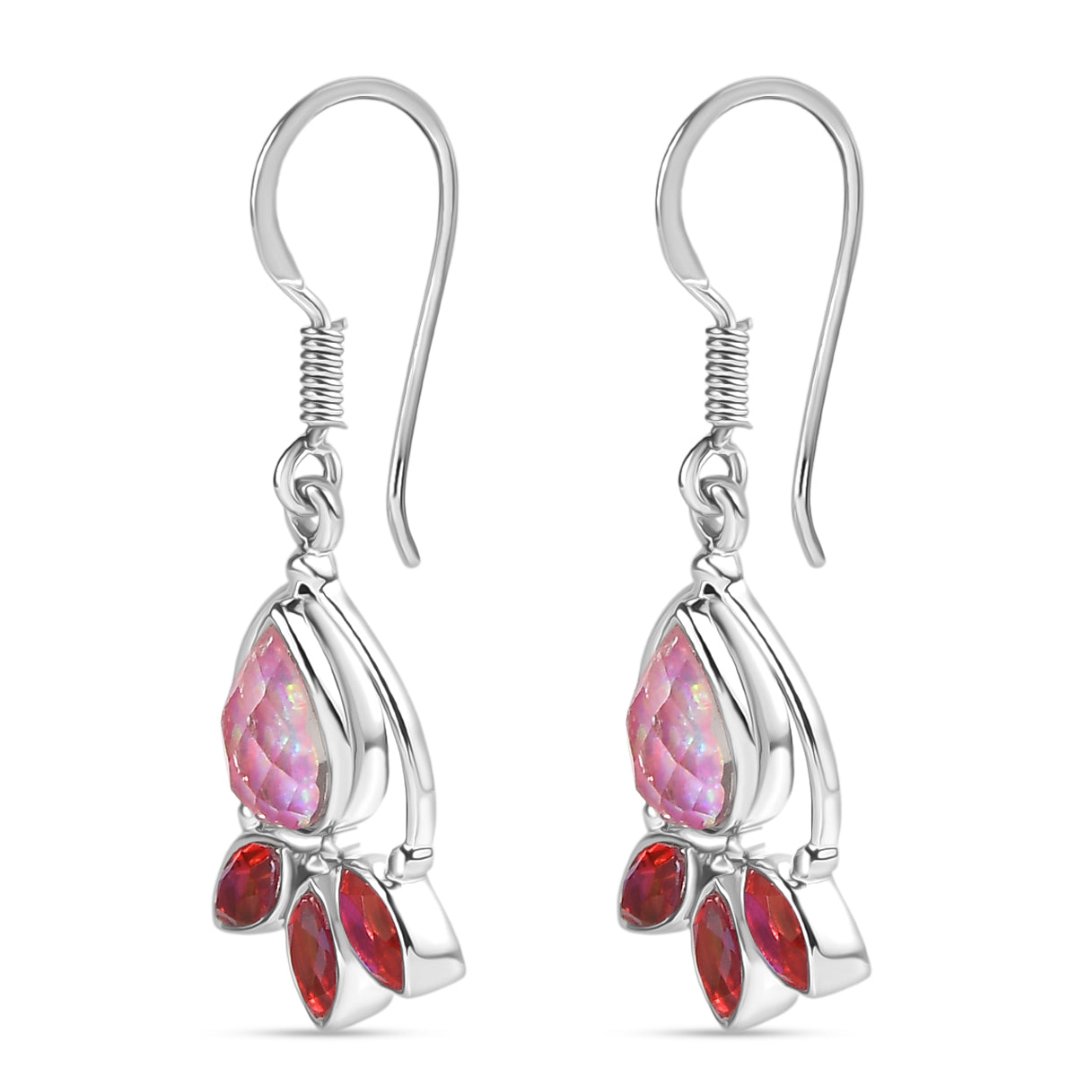 Sajen Silber - Opal Dublett, Mystischer Quarz des Regenbogenvulkans Ohrringe 925 Silber rhodiniert ca. 3.30 ct