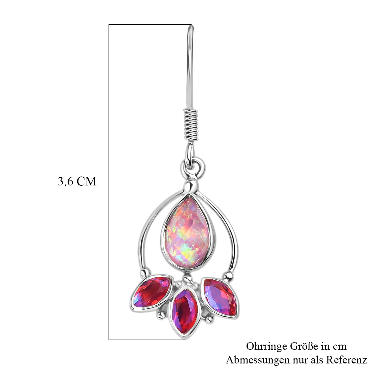 Sajen Silber - Opal Dublett, Mystischer Quarz des Regenbogenvulkans Ohrringe 925 Silber rhodiniert ca. 3.30 ct