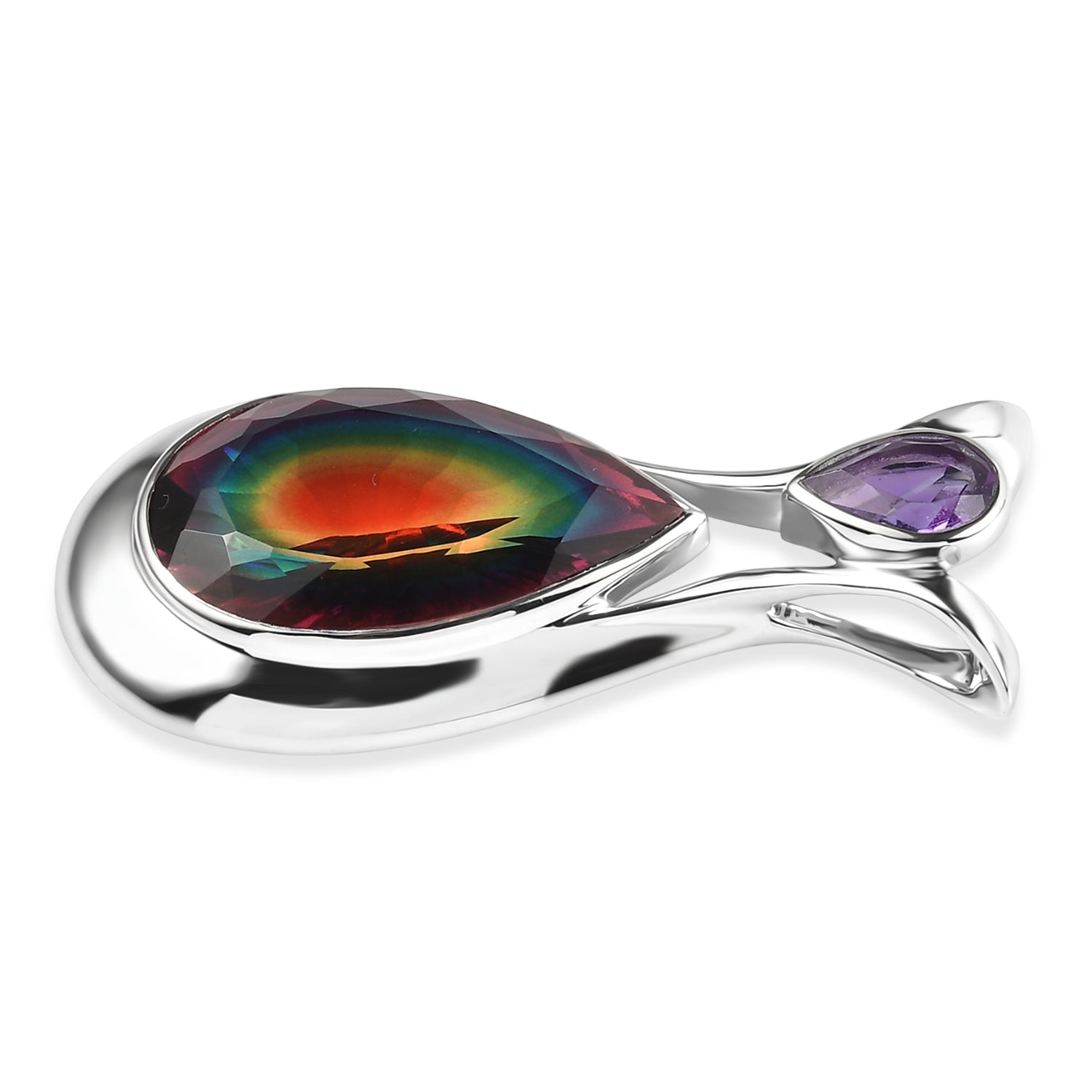 Sajen Silber-Himmlischer Quarz, Afrikanischer Amethyst Anhänger 925 Silber rhodiniert ca. 21.06 ct