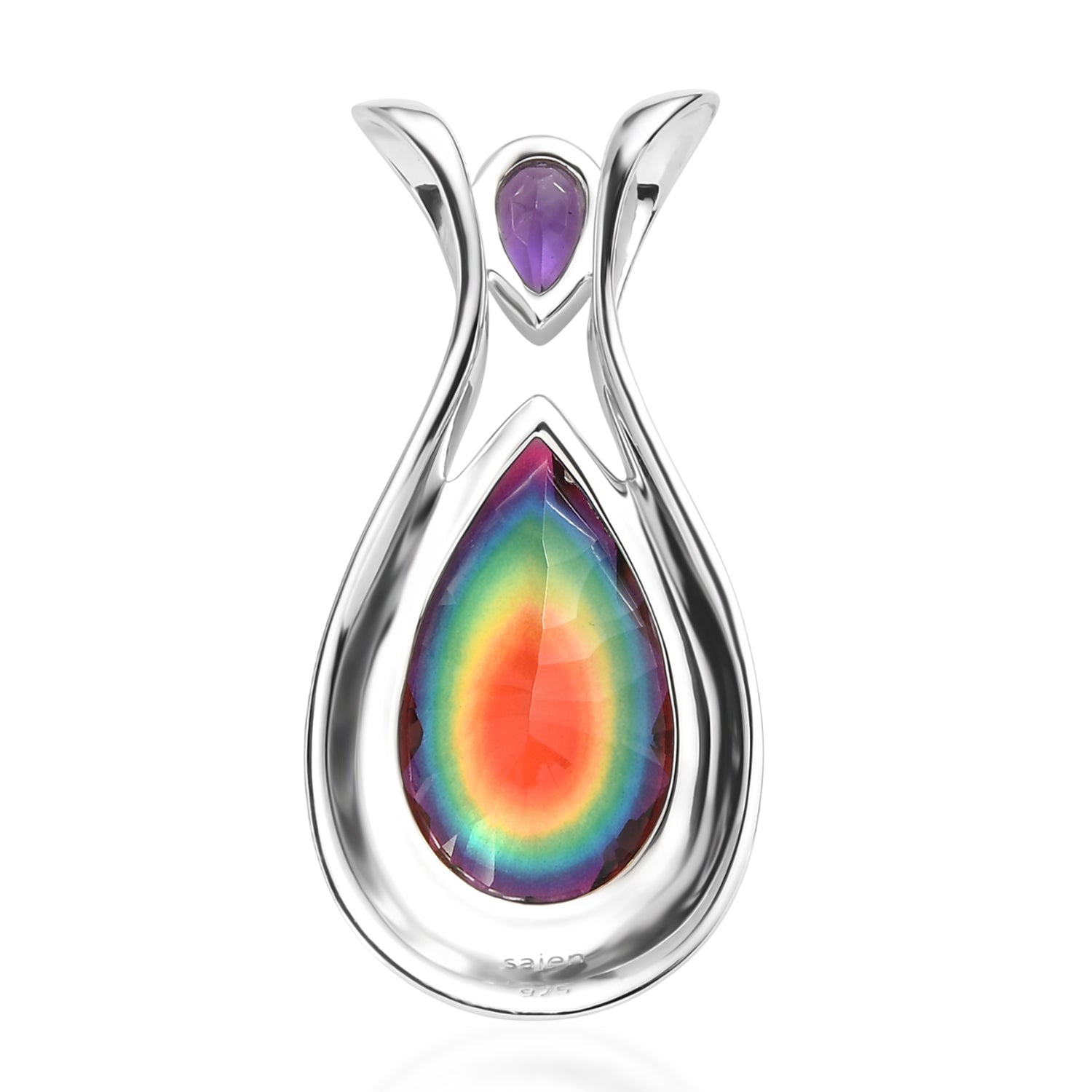 Sajen Silber - Himmlischer Quarz, Afrikanischer Amethyst Anhänger 925 Silber rhodiniert ca. 21.06 ct