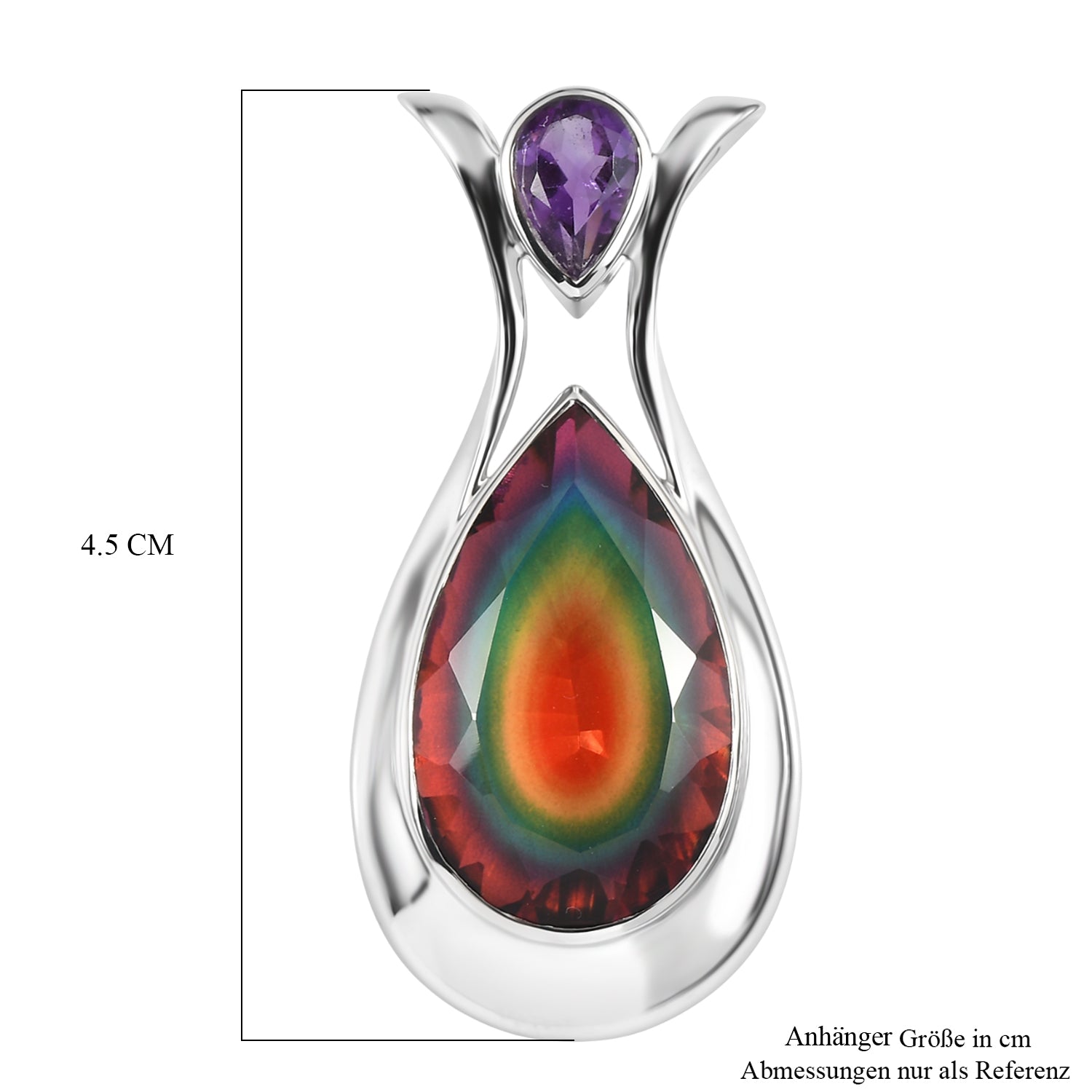 Sajen Silber - Himmlischer Quarz, Afrikanischer Amethyst Anhänger 925 Silber rhodiniert ca. 21.06 ct