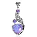 Sajen Silber-Opal Dublett, Regenbogen Lavendel Anhänger 925 Silber rhodiniert ca. 12.60 ct