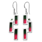 Sajen Silber-Wassermelonen Quarz Triplette, Quarz Triplette Ohrringe 925 Silber rhodiniert ca. 12.32 ct