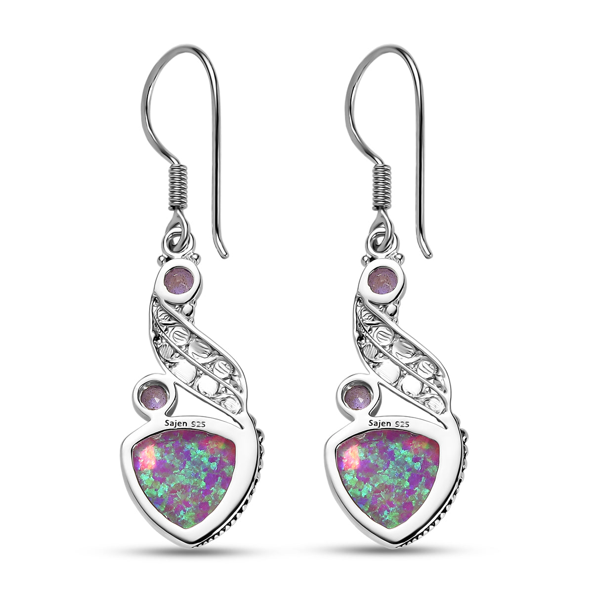 Sajen Silber - Opal Dublett, Regenbogen Lavendel Ohrringe 925 Silber rhodiniert ca. 9.73 ct