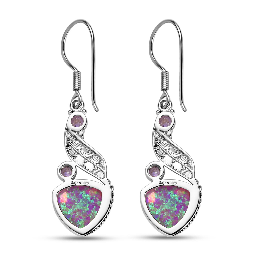Sajen Silber-Opal Dublett, Regenbogen Lavendel Ohrringe 925 Silber rhodiniert ca. 9.73 ct