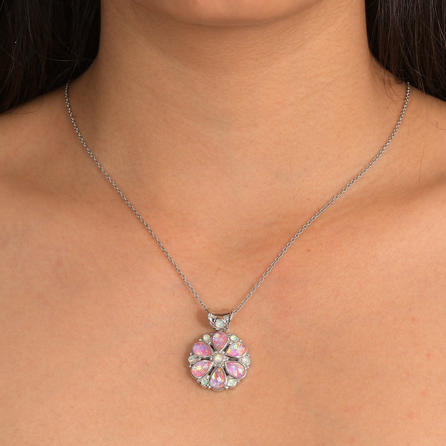 Sajen Silber-Opal Dublett Anhänger 925 Silber rhodiniert ca. 6.27 ct