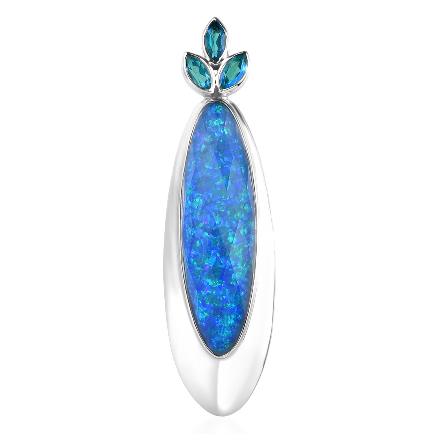 Sajen Silber - Opal Dublett, Paraiba Quarz Triplette Anhänger 925 Silber rhodiniert ca. 19.30 ct