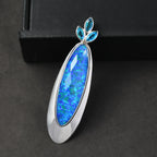 Sajen Silber-Opal Dublett, Paraiba Quarz Triplette Anhänger 925 Silber rhodiniert ca. 19.30 ct