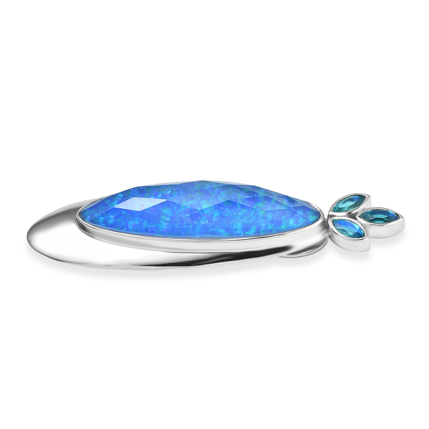 Sajen Silber - Opal Dublett, Paraiba Quarz Triplette Anhänger 925 Silber rhodiniert ca. 19.30 ct