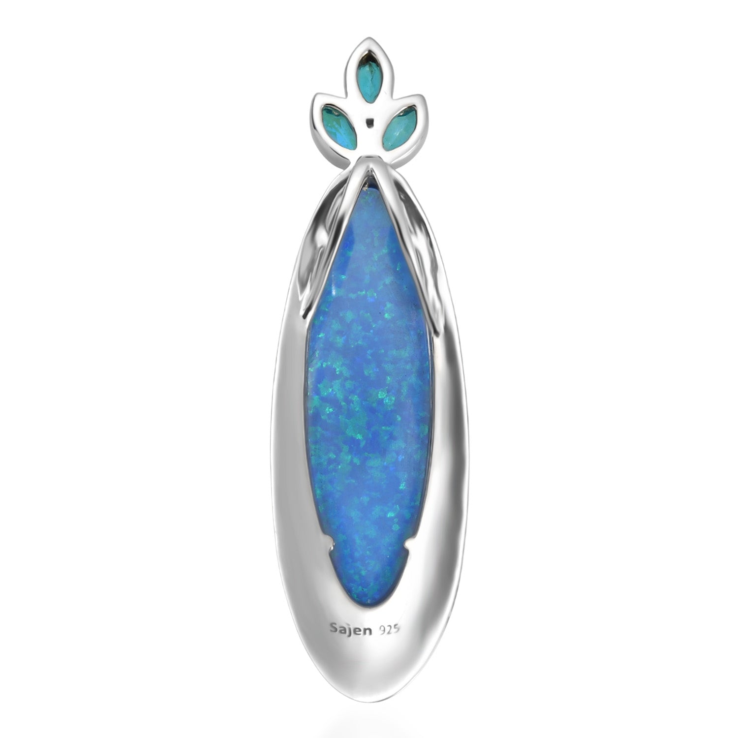Sajen Silber - Opal Dublett, Paraiba Quarz Triplette Anhänger 925 Silber rhodiniert ca. 19.30 ct