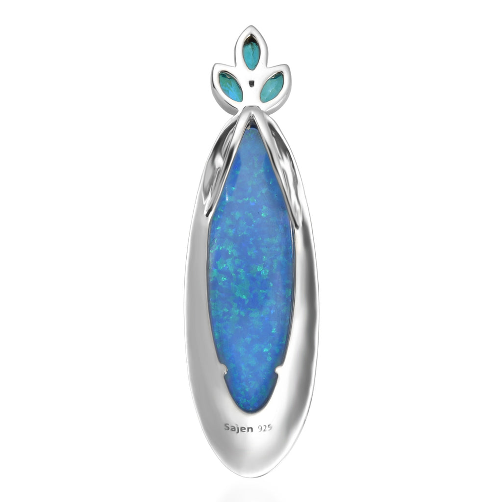 Sajen Silber-Opal Dublett, Paraiba Quarz Triplette Anhänger 925 Silber rhodiniert ca. 19.30 ct