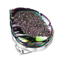Sajen Silber-Fenster Drusy Wald Ring 925 Silber rhodiniert (Größe 17.00) ca. 44.00 ct