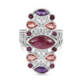 Sajen Silber-Quarz Dublett Himmlischer Rubin, Regenbogen mystischen Quarz Ring 925 Silber rhodiniert (Größe 17.00) ca. 4.70 ct