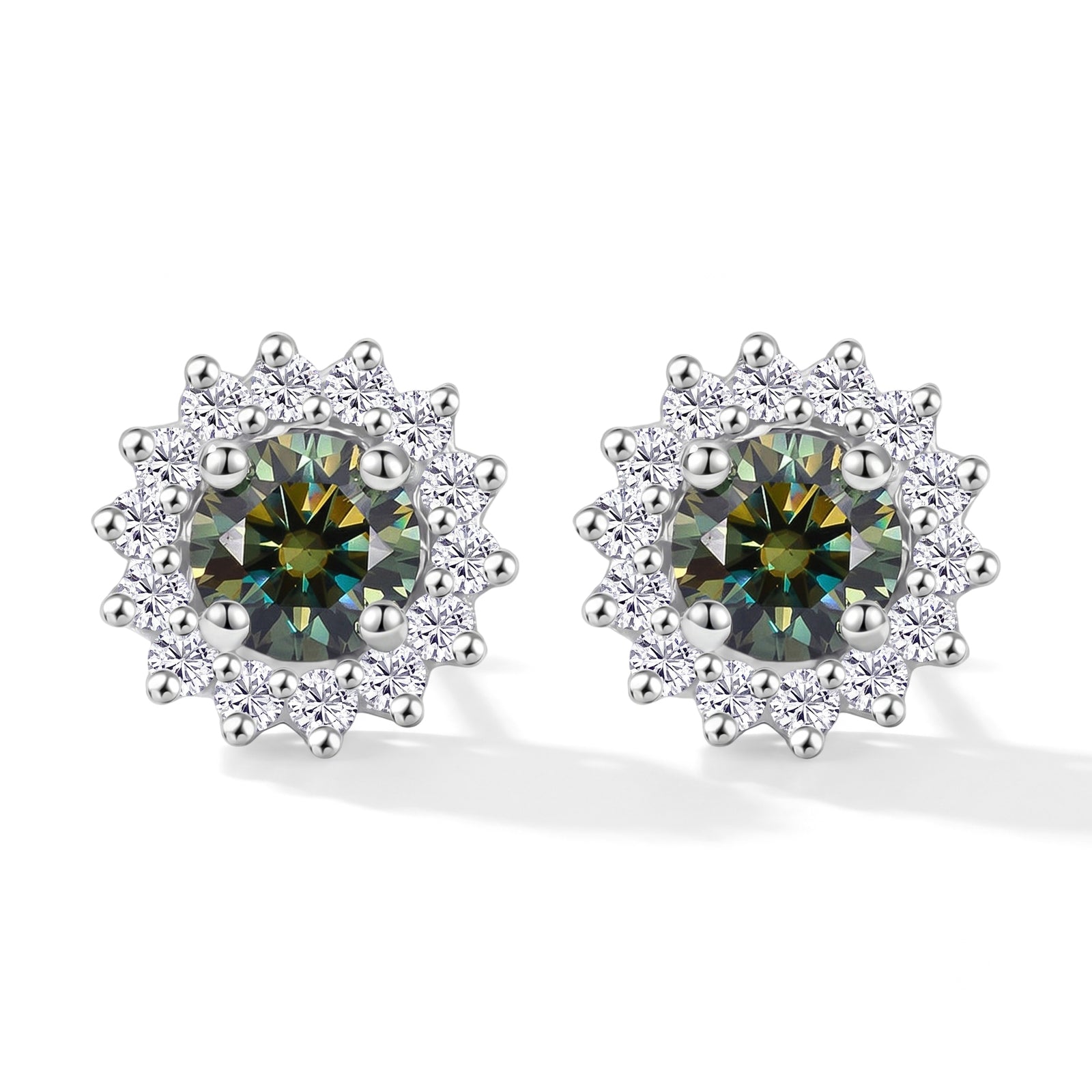 D'Joy Paraiba Moissanit und Moissanit Halo Ohrringe, 925 Silber rhodiniert - 1,27 ct.