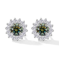D'Joy Paraiba Moissanit und Moissanit Halo Ohrringe, 925 Silber rhodiniert - 1,27 ct.