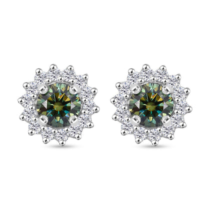 D'Joy Paraiba Moissanit und Moissanit Halo Ohrringe, 925 Silber rhodiniert - 1,27 ct.