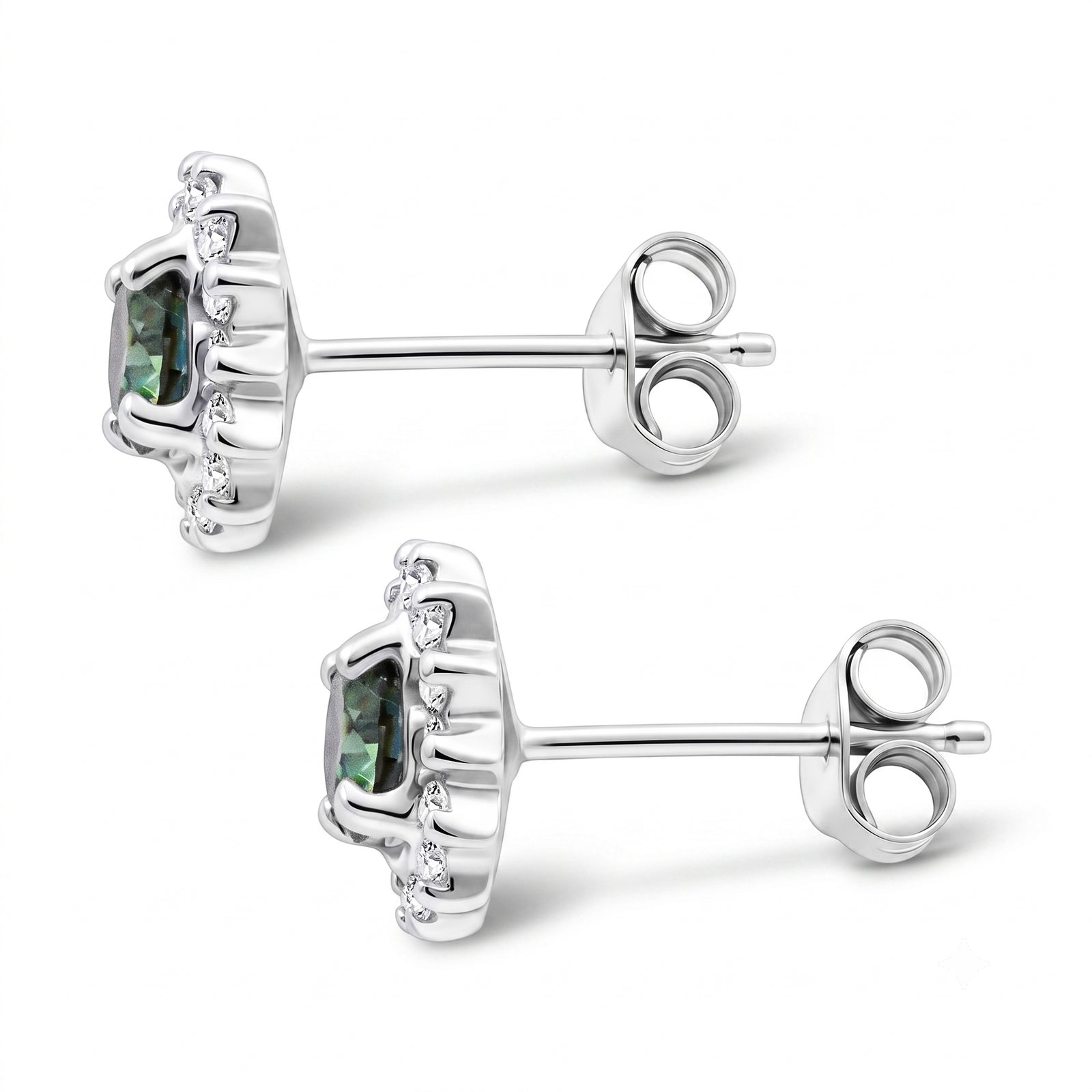D'Joy Paraiba Moissanit und Moissanit Halo Ohrringe, 925 Silber rhodiniert - 1,27 ct.