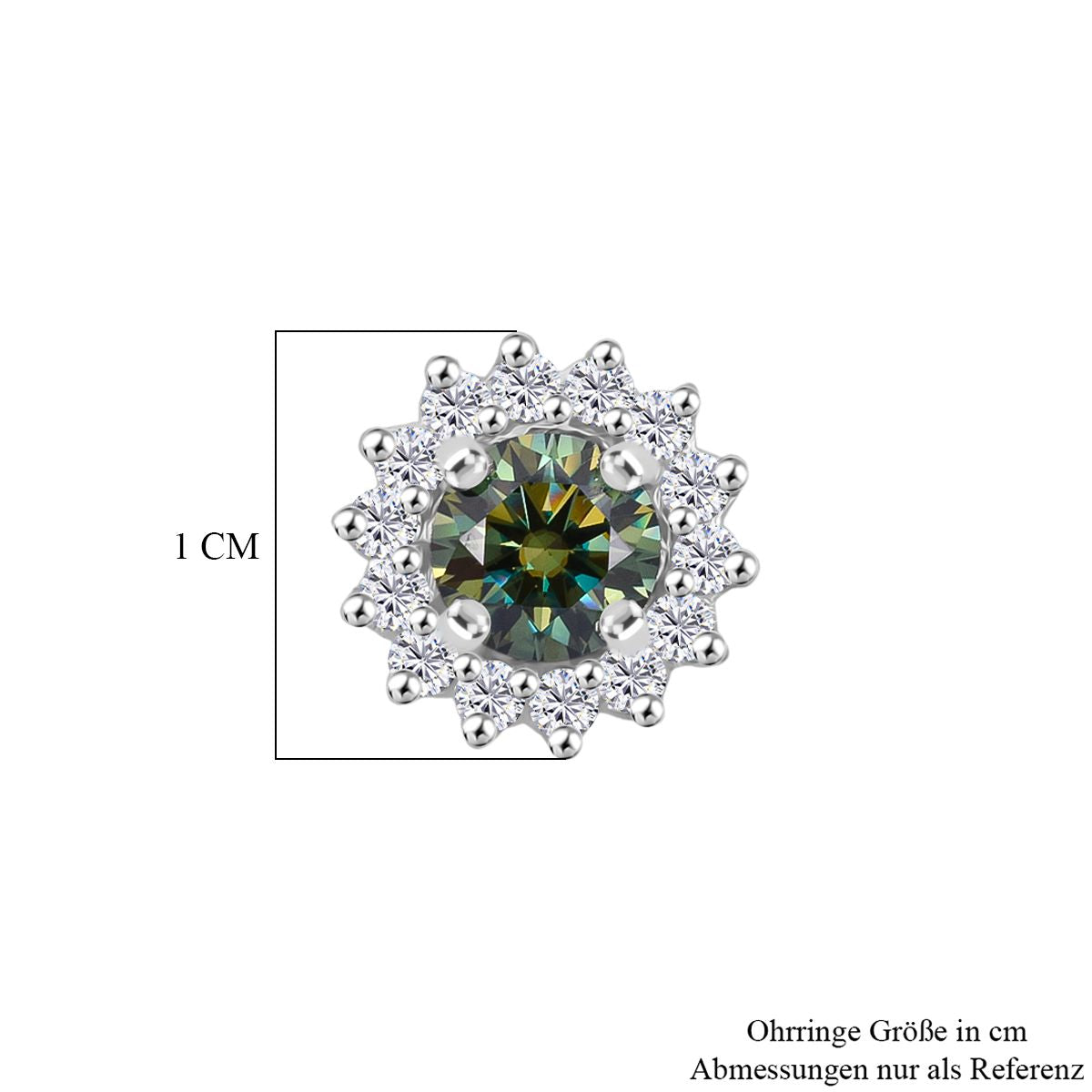 D'Joy Paraiba Moissanit und Moissanit Halo Ohrringe, 925 Silber rhodiniert - 1,27 ct.