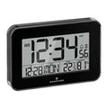 CLOSE OUT DEAL MARATHON Designer Atom-Wanduhr mit Temperatur, Luftfeuchtigkeitsanzeige, Kalender, Alarm und Schlummerfunktion, Schwarz
