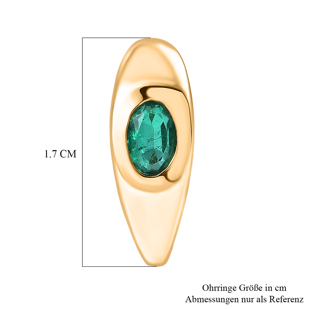 D'Joy Smaragd-Quarz Triplette Ohrringe 925 Silber 750 Gelb Vergoldet ca. 1,13 ct.