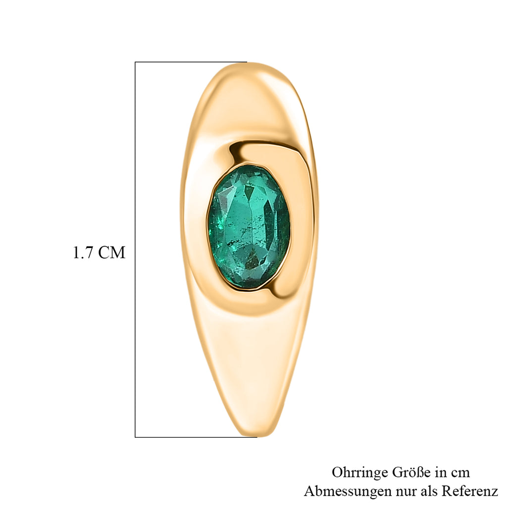 D'Joy Smaragd-Quarz Triplette Ohrringe 925 Silber 750 Gelb Vergoldet ca. 1,13 ct.