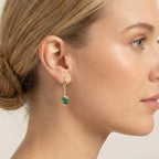 D'Joy Smaragd-Quarz Triplette Ohrringe 925 Silber 750 Gelb Vergoldet ca. 1,13 ct.