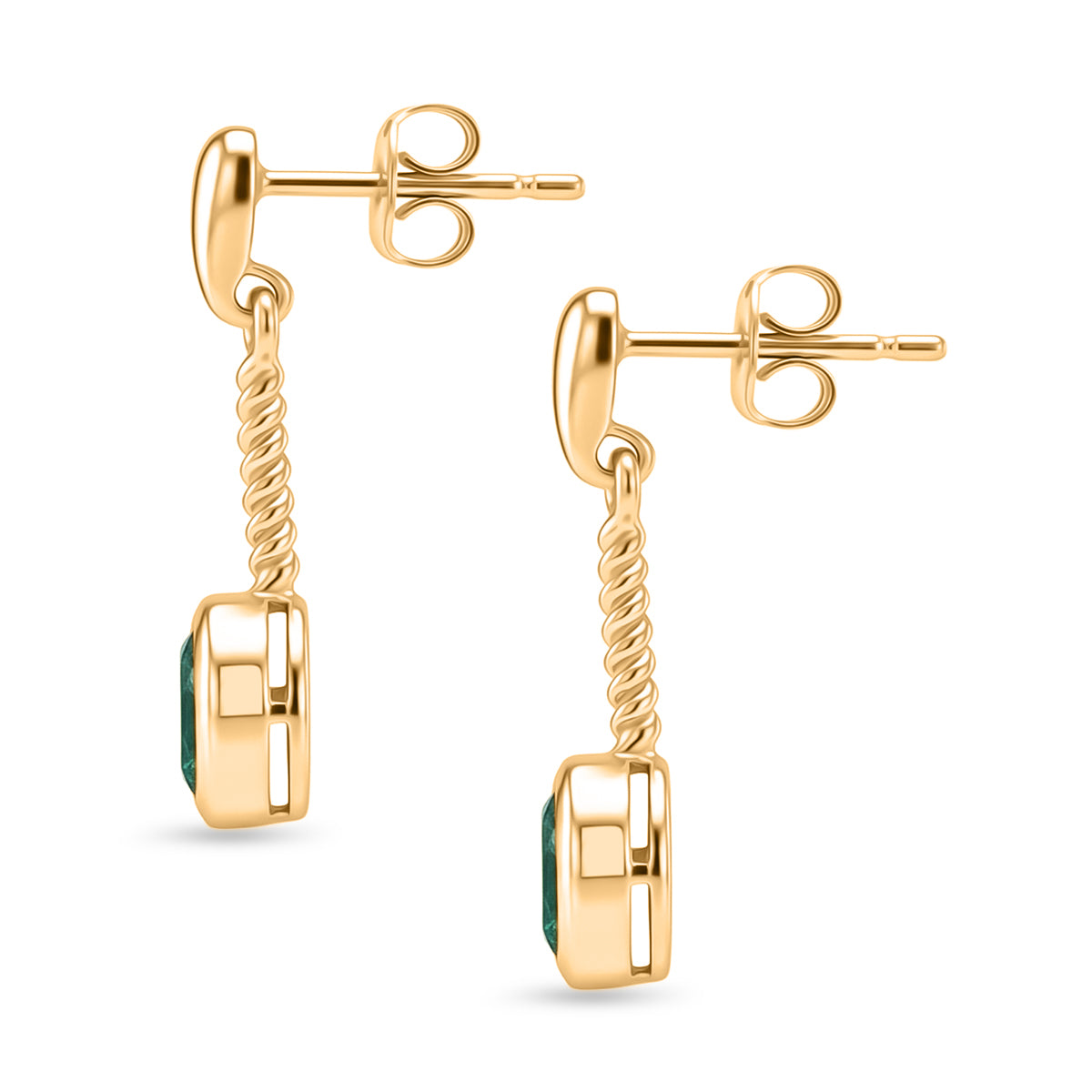 D'Joy Smaragd-Quarz Triplette Ohrringe 925 Silber 750 Gelb Vergoldet ca. 1,13 ct.