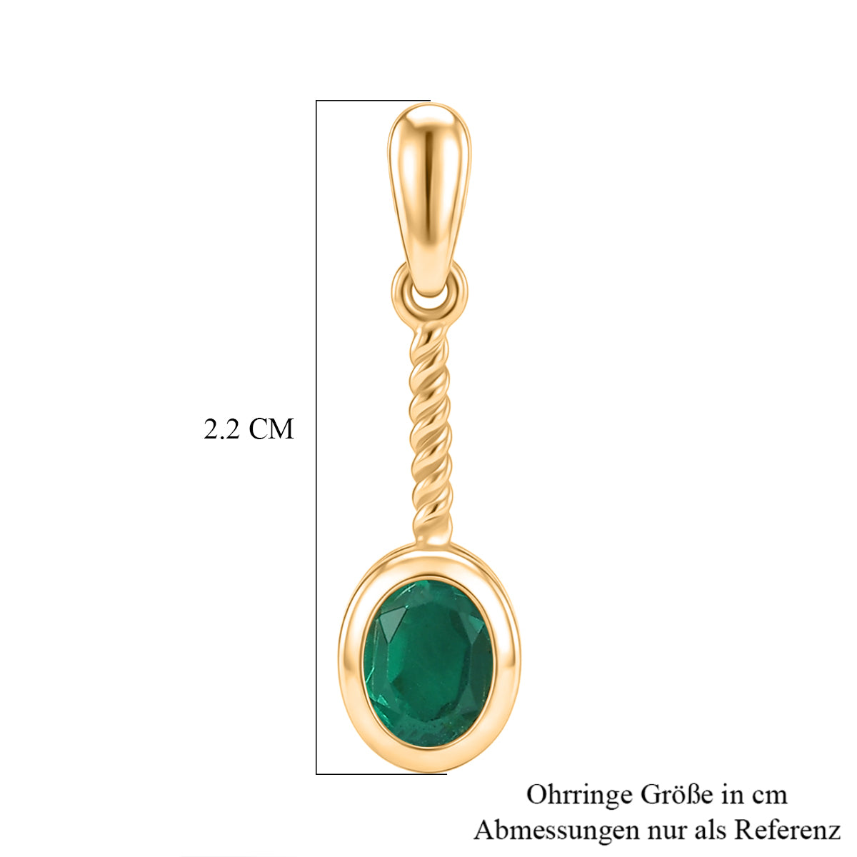 D'Joy Smaragd-Quarz Triplette Ohrringe 925 Silber 750 Gelb Vergoldet ca. 1,13 ct.