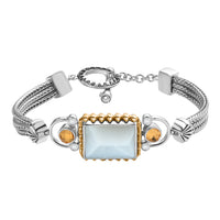 Sajen Silber-Grauer Mondstein, Titanium Gold Mystischer Quarz Armband ca. 19 cm 925 Silber rhodiniert ca. 12.71 ct