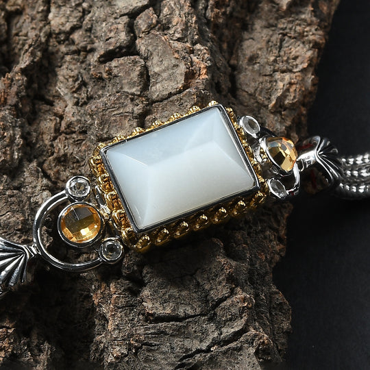 Sajen Silber-Grauer Mondstein, Titanium Gold Mystischer Quarz Armband ca. 19 cm 925 Silber rhodiniert ca. 12.71 ct