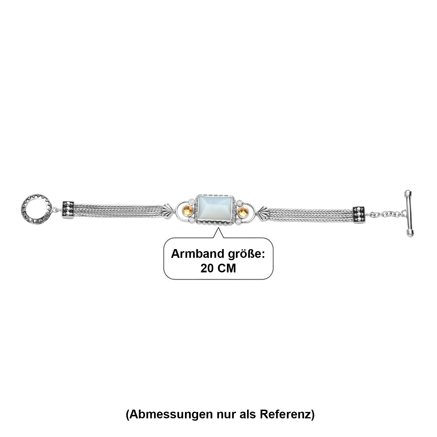Sajen Silber-Grauer Mondstein, Titanium Gold Mystischer Quarz Armband ca. 19 cm 925 Silber rhodiniert ca. 12.71 ct
