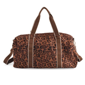 Weekender-Reisetasche mit Leo-Muster, Polyester, Tragegriffe und Reißverschlussfach, Beige