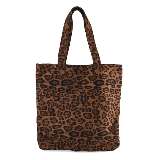 Leopardenmuster Shopper mit Reißverschluss, Polyester, 40 x 5,5 x 39 cm, Braun