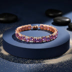 D'Joy AAA Rose De France Amethyst, Weißer Zirkon Armband ca. 19 cm 925 Silber 750 Roségold Vermeil ca. 38,92 ct.