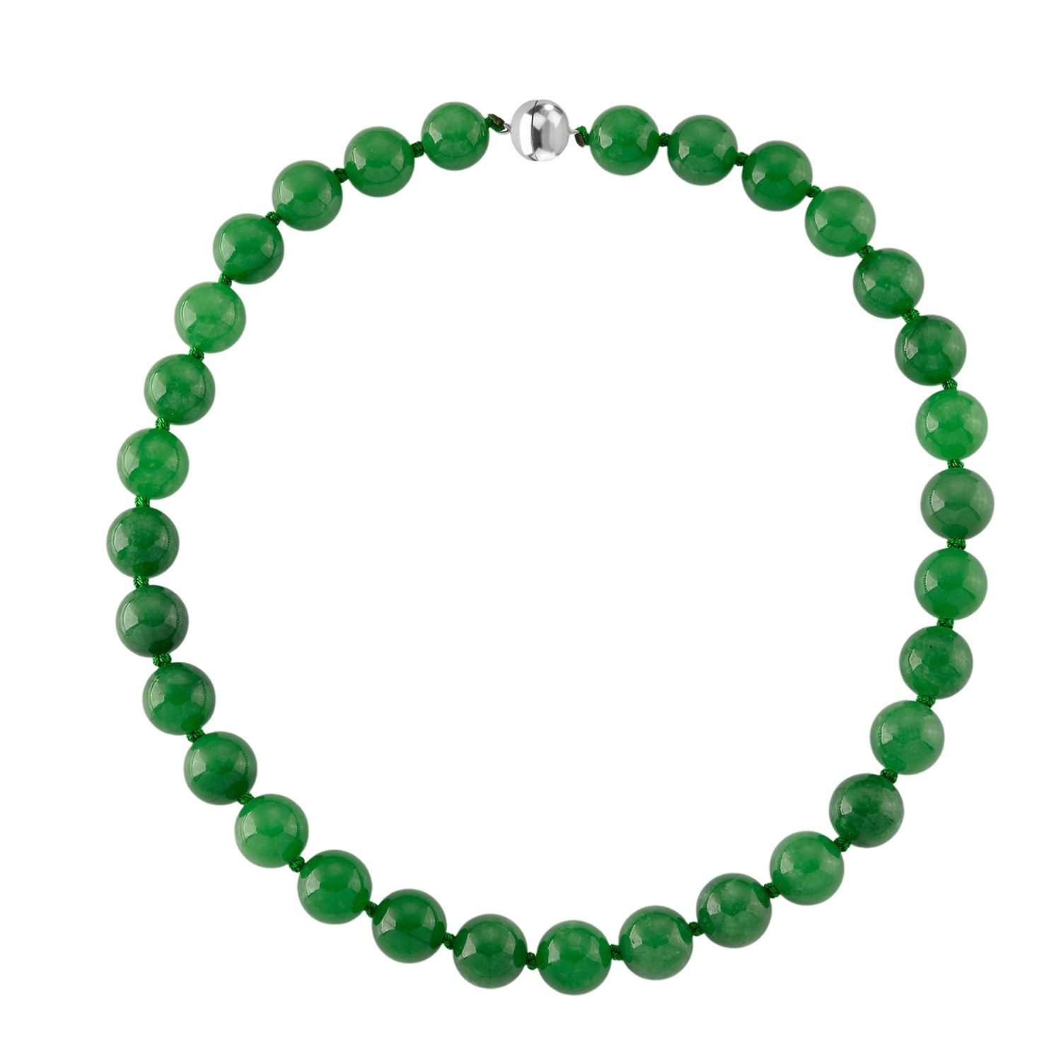 D'Joy Grüne Jade Halskette ca. 50 cm 925 Silber Rhodiniert (gefärbte) ca. 300.00 ct