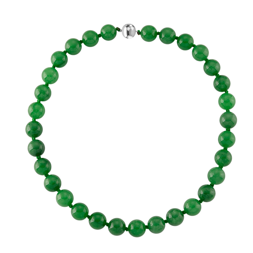 D'Joy Grüne Jade Halskette ca. 50 cm 925 Silber Rhodiniert ca. 300.00 ct