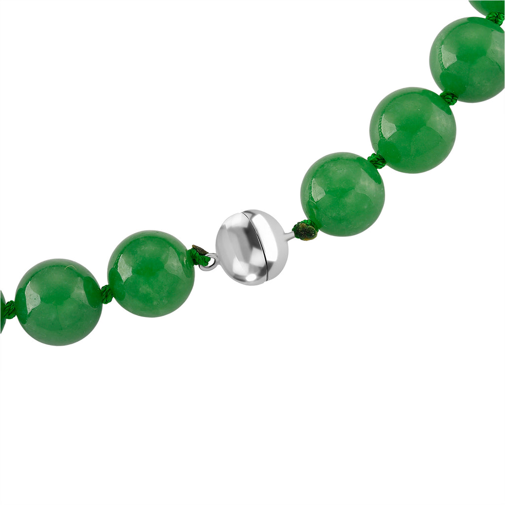 D'Joy Grüne Jade Halskette ca. 50 cm 925 Silber Rhodiniert ca. 300.00 ct