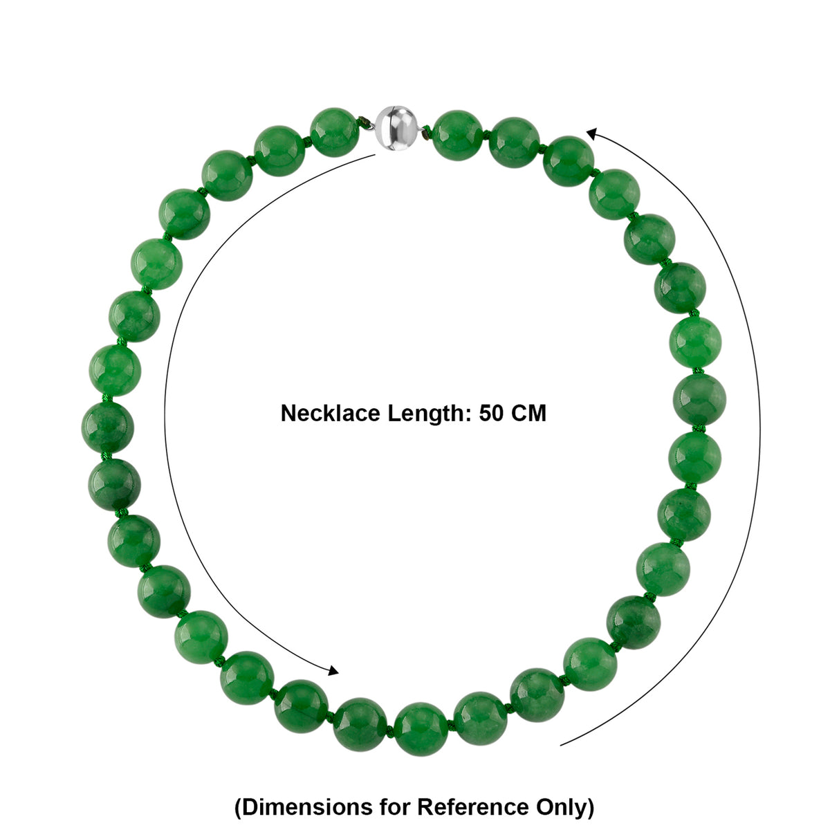D'Joy Grüne Jade Halskette ca. 50 cm 925 Silber Rhodiniert (gefärbte) ca. 300.00 ct