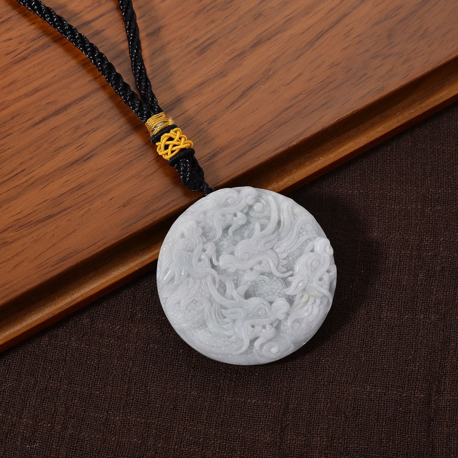 "One piece  approx 45mm carving Double dragon  Burmese Type A Natural Jadeit hanging décor  "