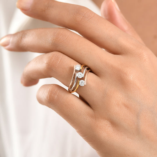 EVER TRUE Moissanit Ring Nickelfreies Messing, Dreifarbig, (Größe 20.00) ca. 0.71 ct