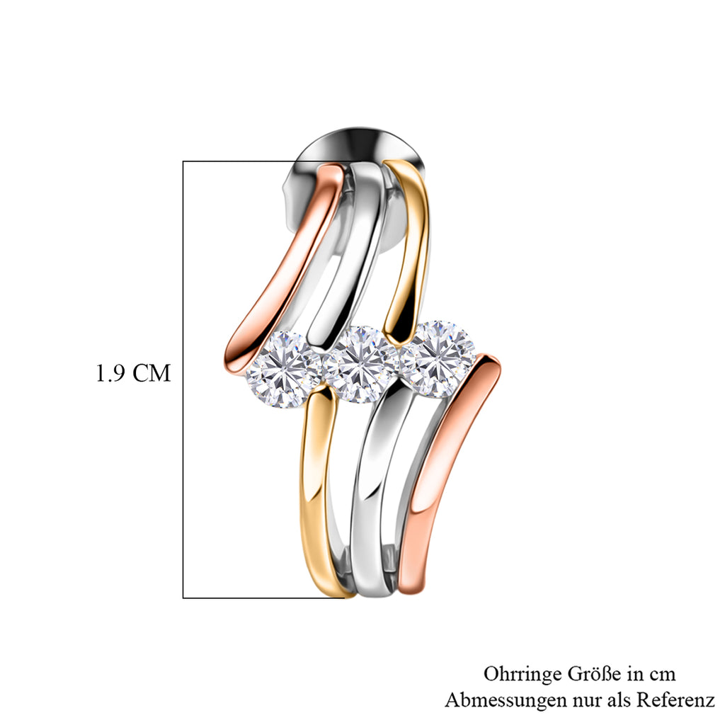 EVER TRUE Moissanit Ohrringe Nickelfreies Messing, Dreifarbig, ca. 0.63 ct