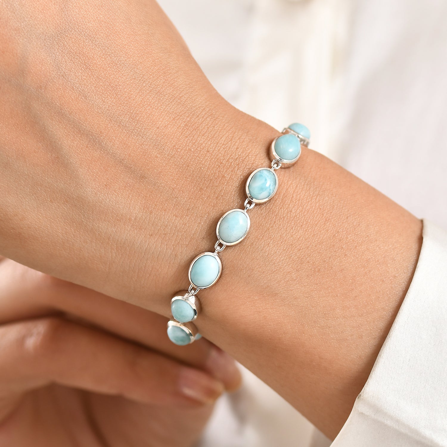 D'Joy Larimar Armband ca. 19 cm 925 Silber rhodiniert ca. 22,02 ct.