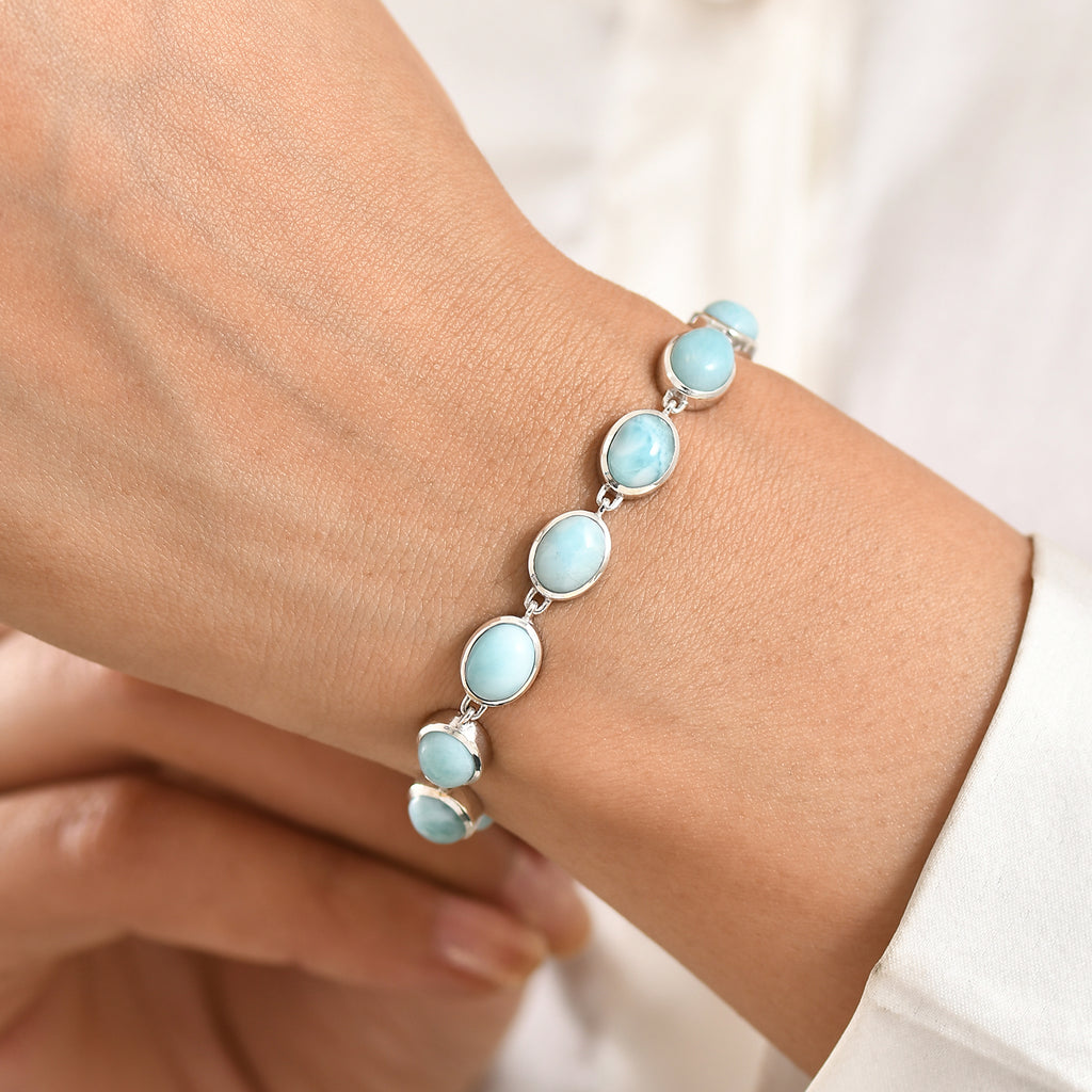 D'Joy Larimar Armband ca. 20 cm 925 Silber rhodiniert ca. 23,49 ct.