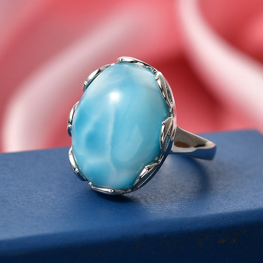 D'Joy Larimar Ring 925 Silber rhodiniert (Größe 18.00) ca. 13,99 ct