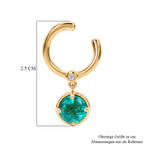 D'Joy Smaragd-Quarz Triplette, Weißer Zirkon Ohrringe 925 Silber 750 Gelb Vergoldet ca. 3,12 ct.