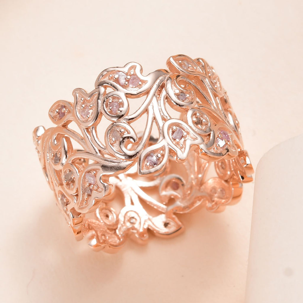 D'Joy Rosa Diamant Ring 925 Silber 750 Roségold vermeil (Größe 20.00) ca. 0.36 ct