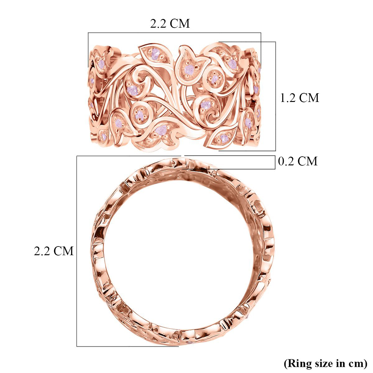 D'Joy Rosa Diamant Ring 925 Silber 750 Roségold vermeil (Größe 20.00) ca. 0.36 ct