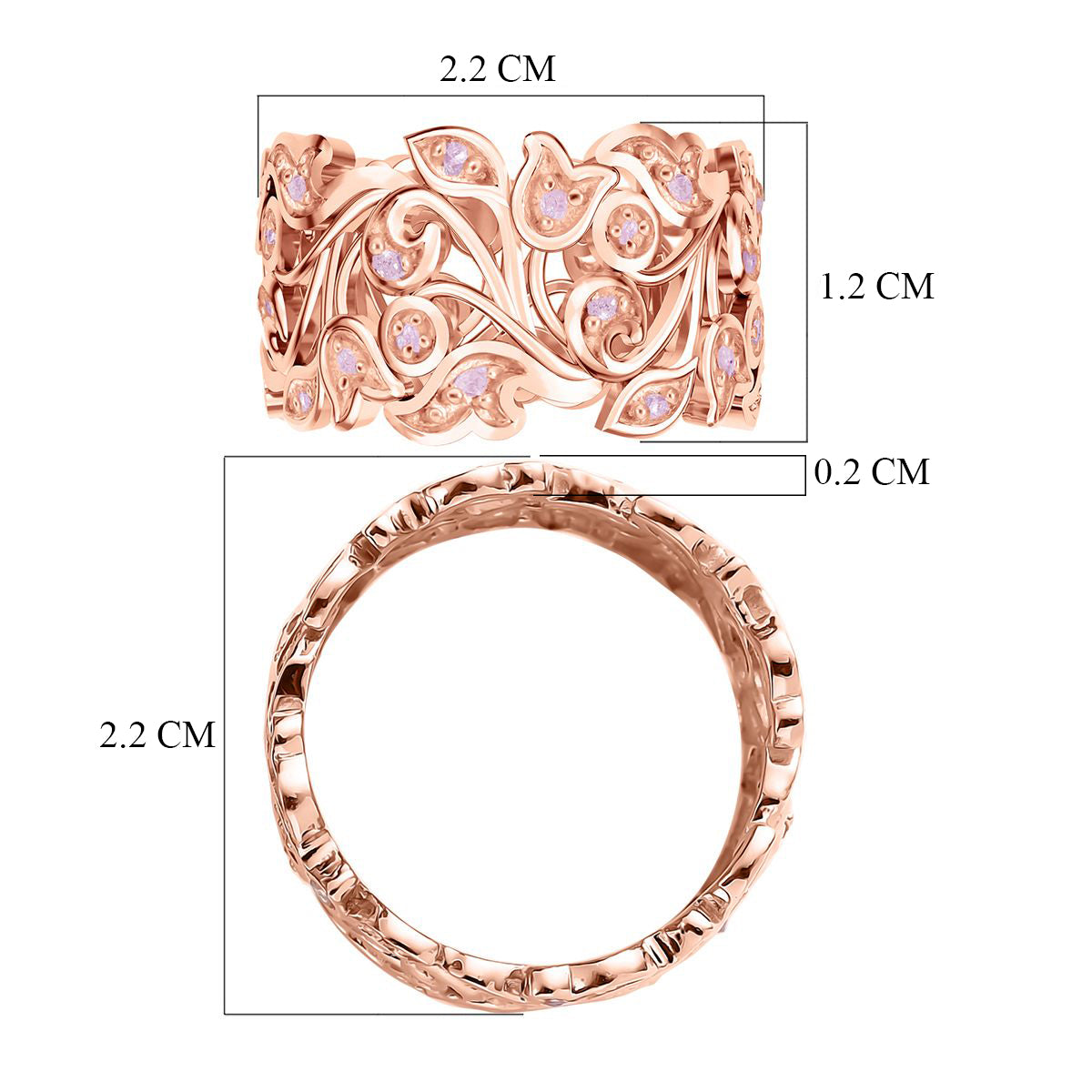 D'Joy Rosa Diamant Ring 925 Silber 750 Roségold vermeil (Größe 18.00) ca. 0.36 ct
